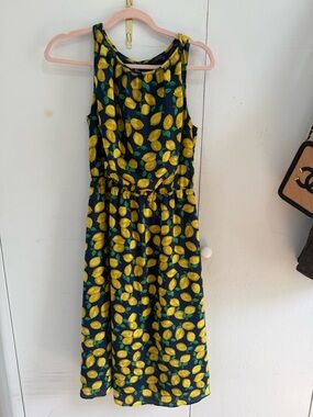 The Limited Navy Maxi Dress with Yellow Lemon Print
